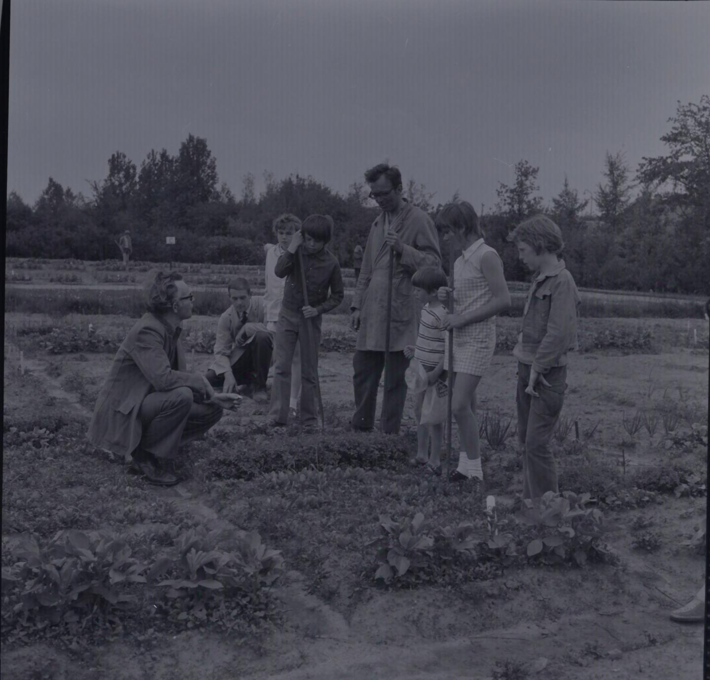 foto van leerlingen en begeleiders bezig in de schooltuin aan de Helperbrink