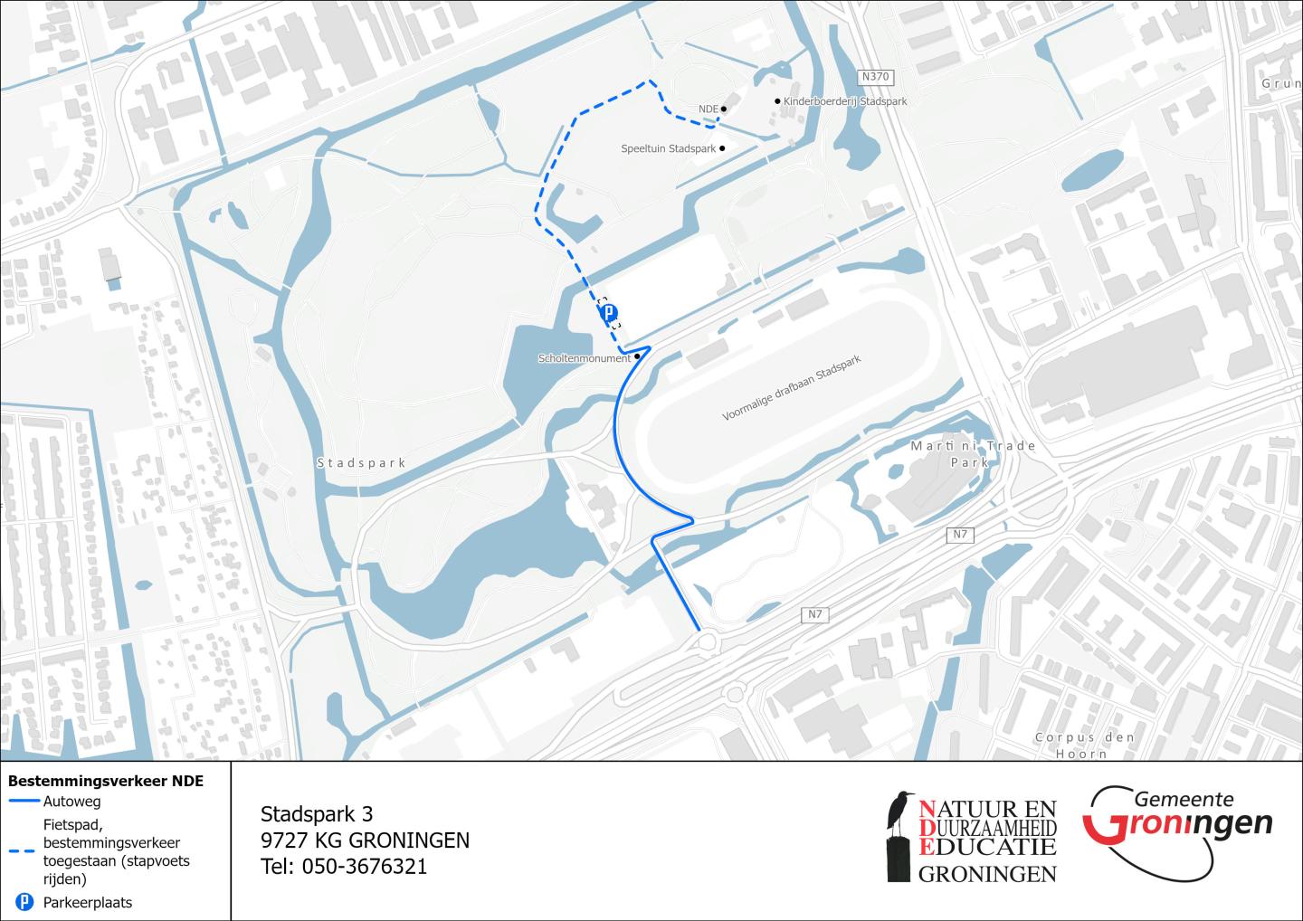 plattegrond met daarop de route naar het uitleencentrum