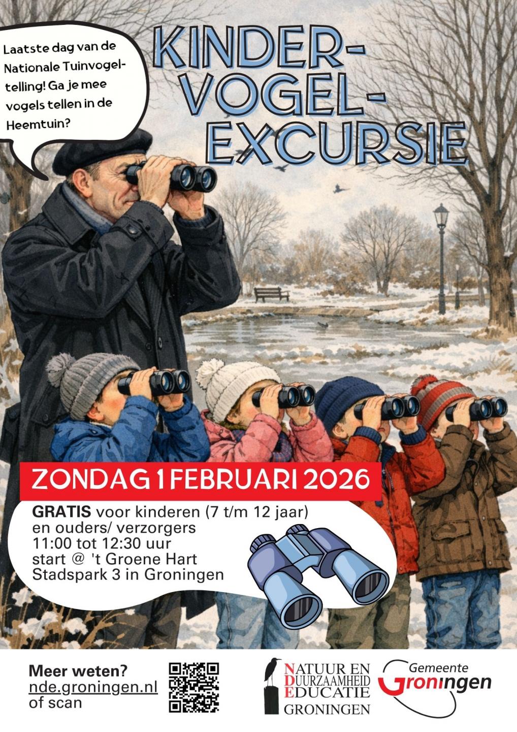 poster van de kinder-vogelexcursie op 1 februari 2026